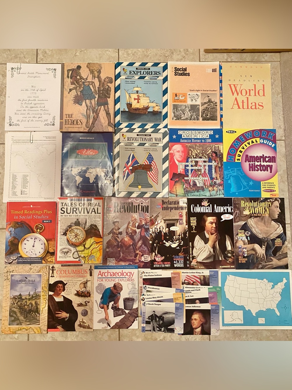 Lot of American United States History & more Work-Books Magazines Middle School